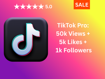 TikTok Pro: 50k Views + 5k Likes + 1k Followers